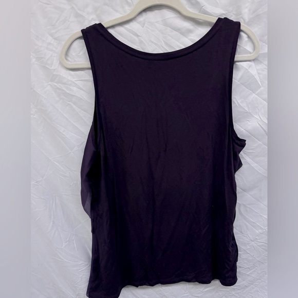 Ann Taylor Layered Tank Top Scoop Neck Lined Stretch Purple Satin Women Large - Picture 7 of 9